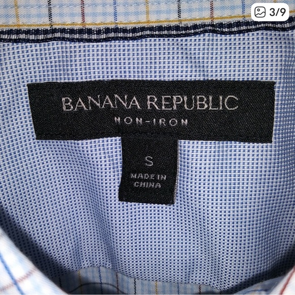 Banana Republic Blue and White Plaid Shirt- No Iron - Picture 3 of 7